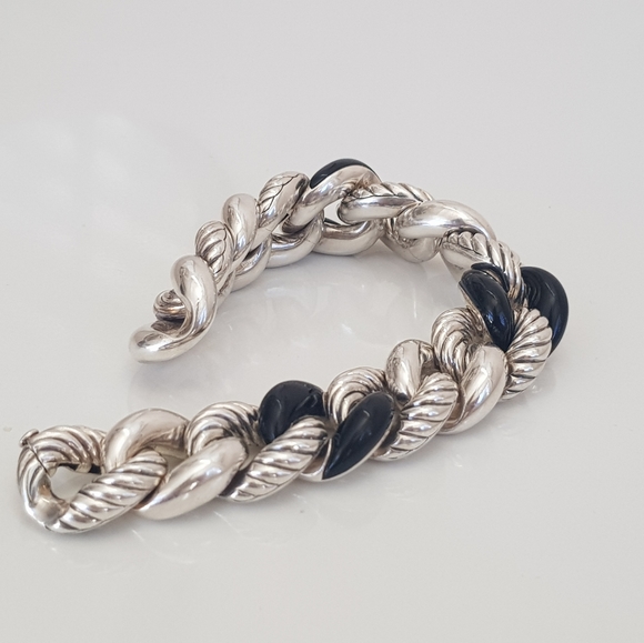 David Yurman Belmont Curb Link Bracelet With Black - Picture 2 of 16